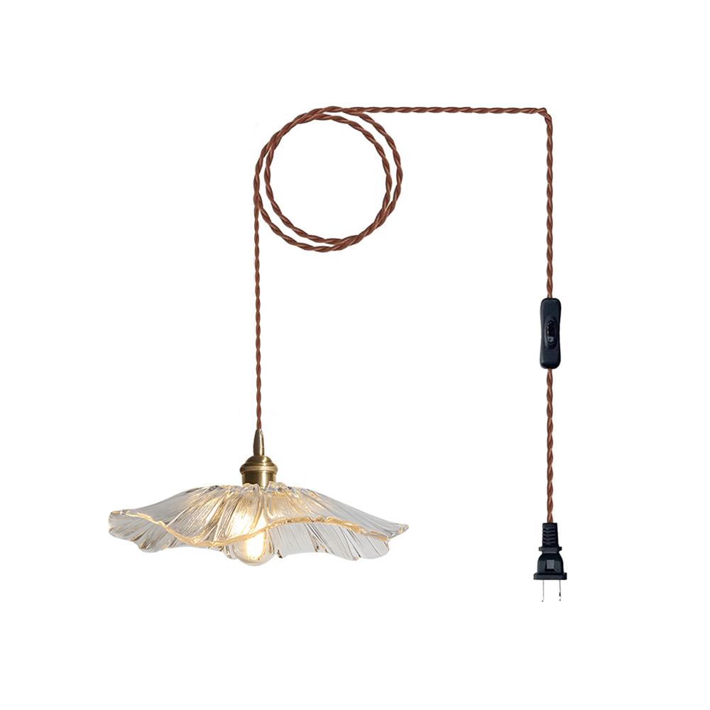 Fluted Glass Bloom Plug-In Pendant Light