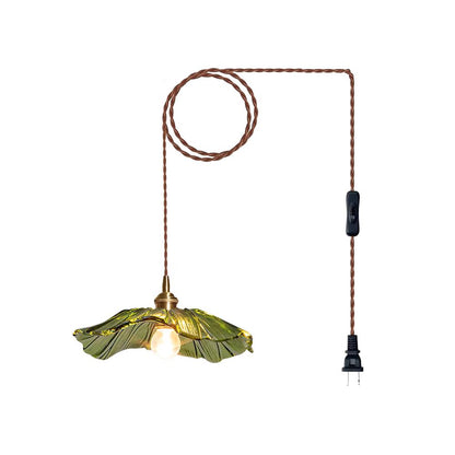 Fluted Glass Bloom Plug-In Pendant Light