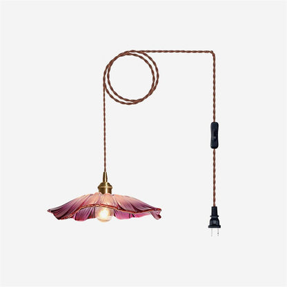 Fluted Glass Bloom Plug-In Pendant Light