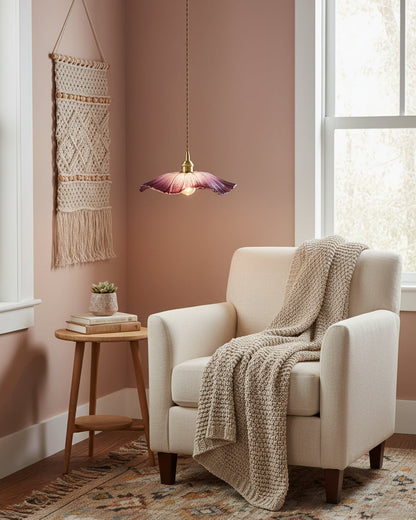 Fluted Glass Bloom Plug-In Pendant Light