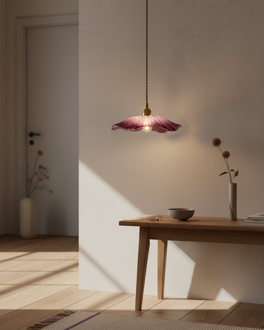 Fluted Glass Bloom Plug-In Pendant Light