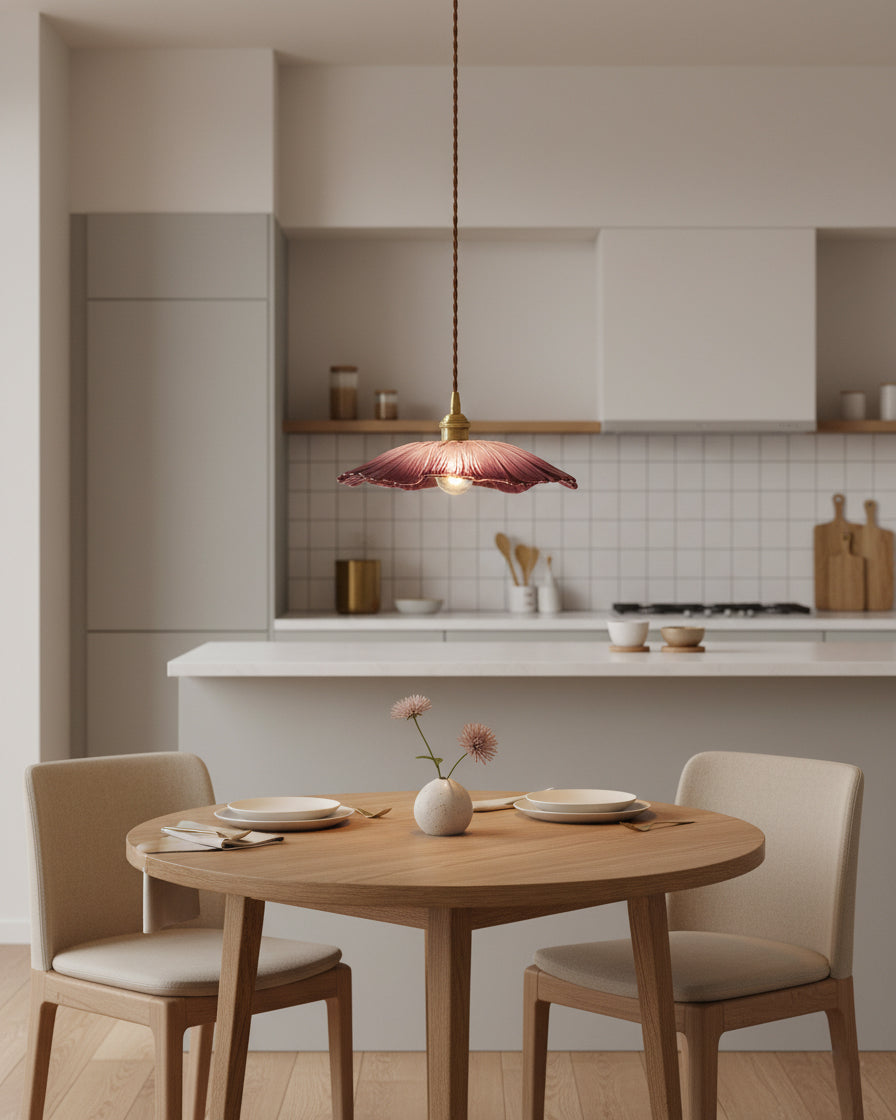 Fluted Glass Bloom Plug-In Pendant Light