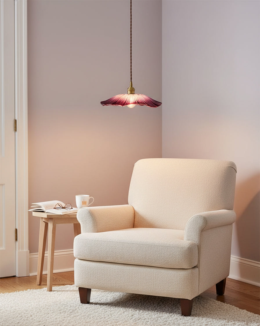 Fluted Glass Bloom Plug-In Pendant Light