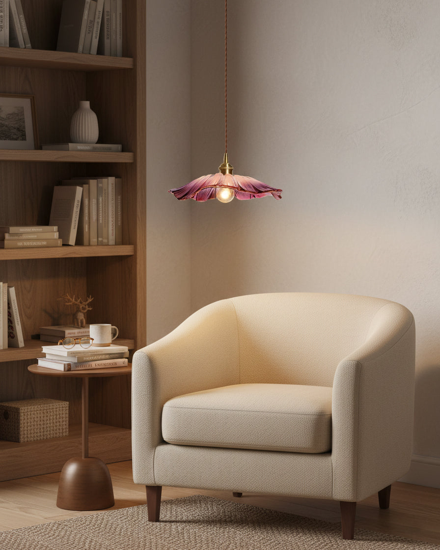 Fluted Glass Bloom Plug-In Pendant Light