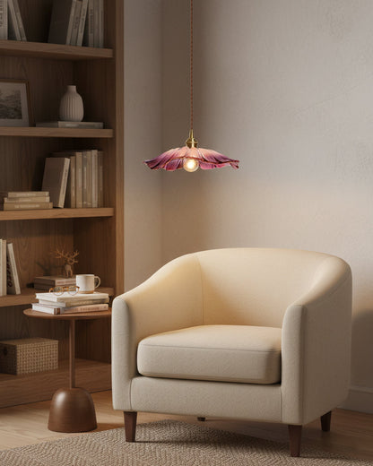 Fluted Glass Bloom Plug-In Pendant Light