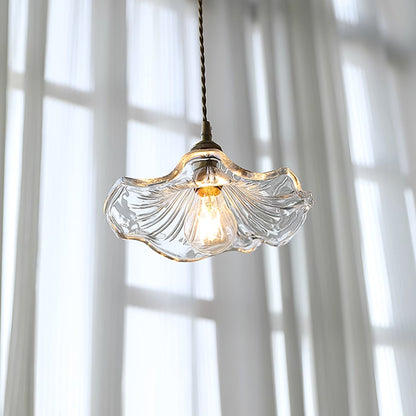 Fluted Glass Bloom Plug-In Pendant Light
