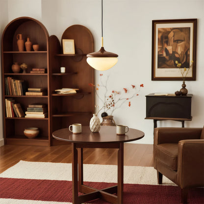 Hazelora Vintage Glass Pendant Light with Wooden Top