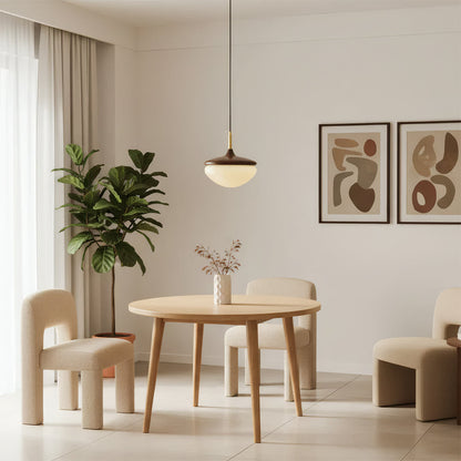 Hazelora Vintage Glass Pendant Light with Wooden Top