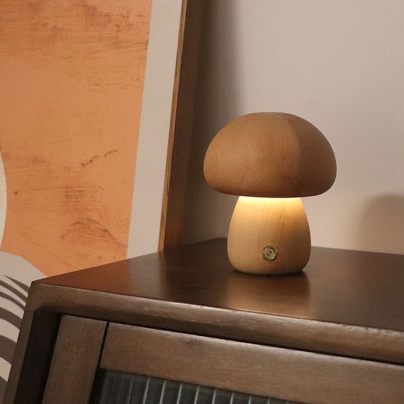 Mini Mushroom Wooden Table Lamp