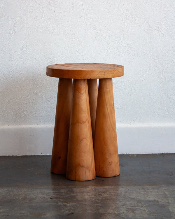 Sculpted Solid Wood Sable Stool