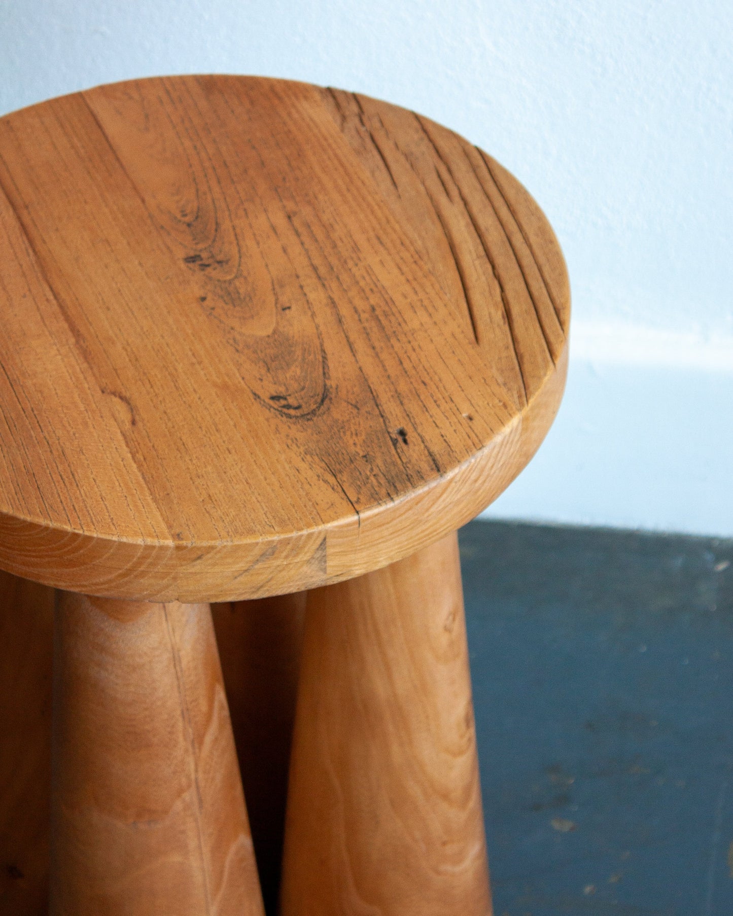 Sculpted Solid Wood Sable Stool