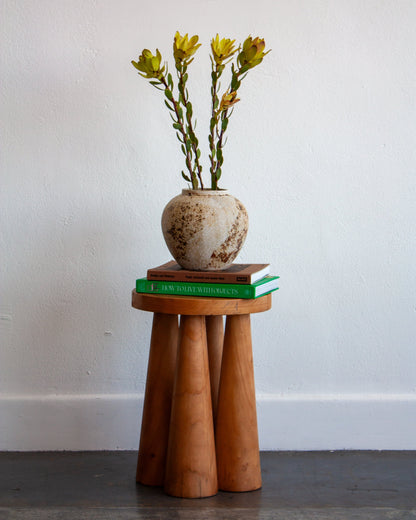 Sculpted Solid Wood Sable Stool