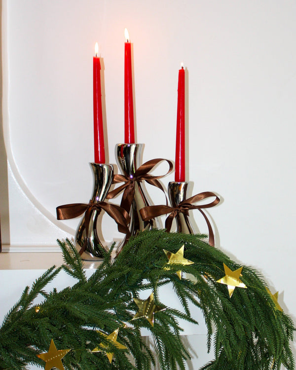 Sculpted Chrome Candleholder Trio