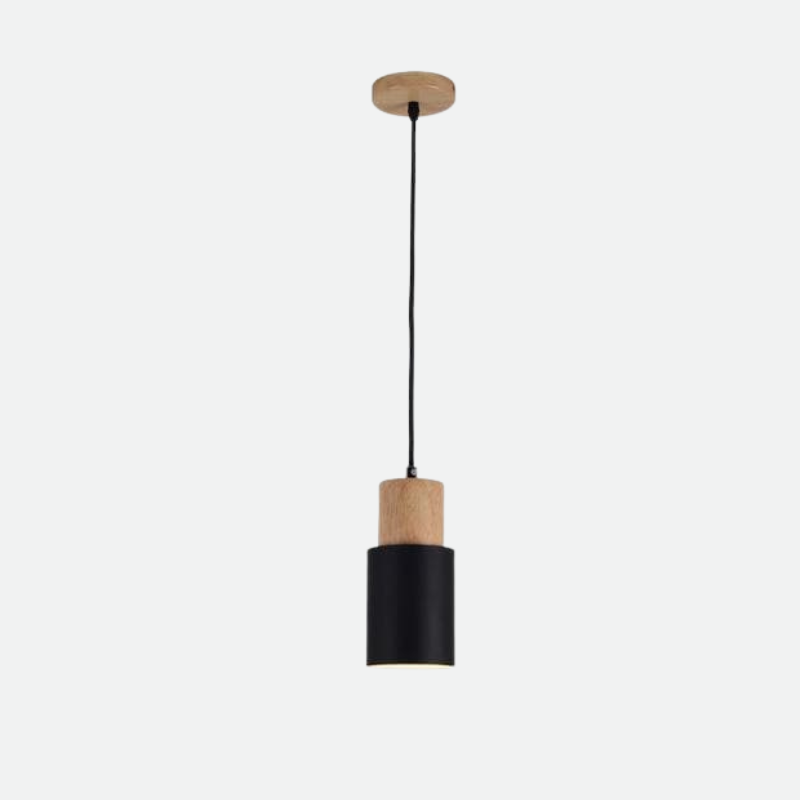 Modern Wood Cylinder Pendant Light