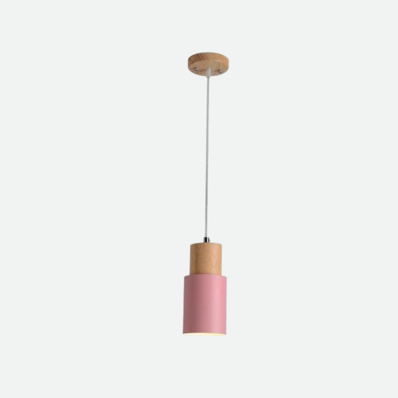 Modern Wood Cylinder Pendant Light