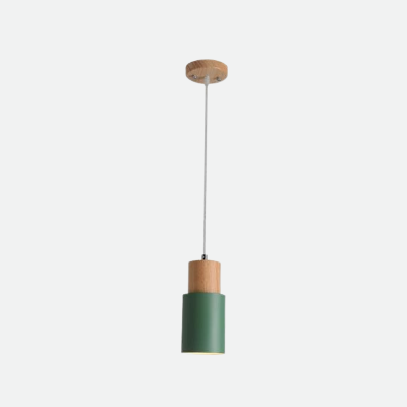 Modern Wood Cylinder Pendant Light