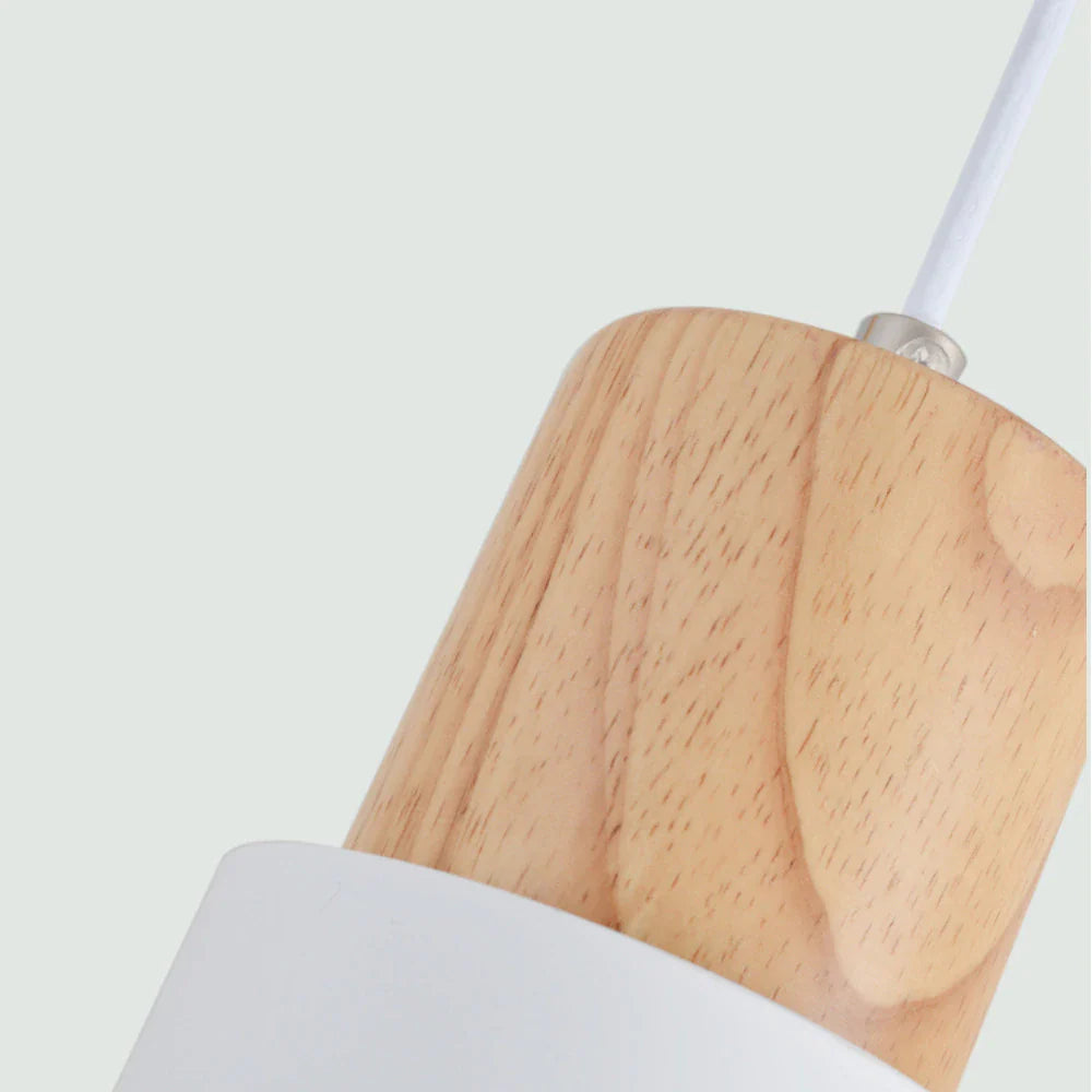 Scandinavian Minimalist Wood Cylinder Pendant Light