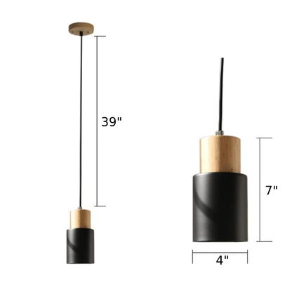 Modern Wood Cylinder Pendant Light