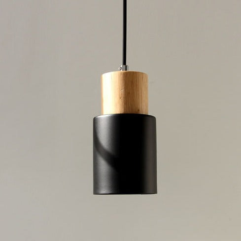 Scandinavian Minimalist Wood Cylinder Pendant Light
