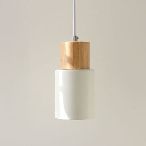 Modern Wood Cylinder Pendant Light