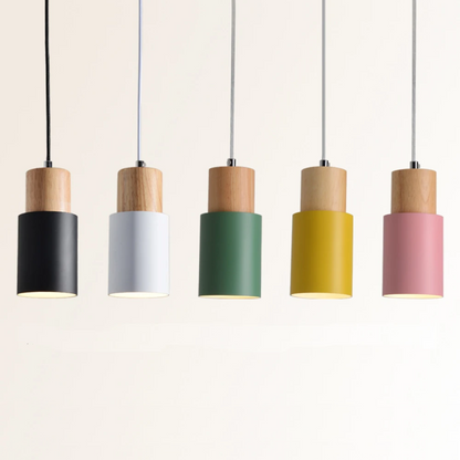 Modern Wood Cylinder Pendant Light