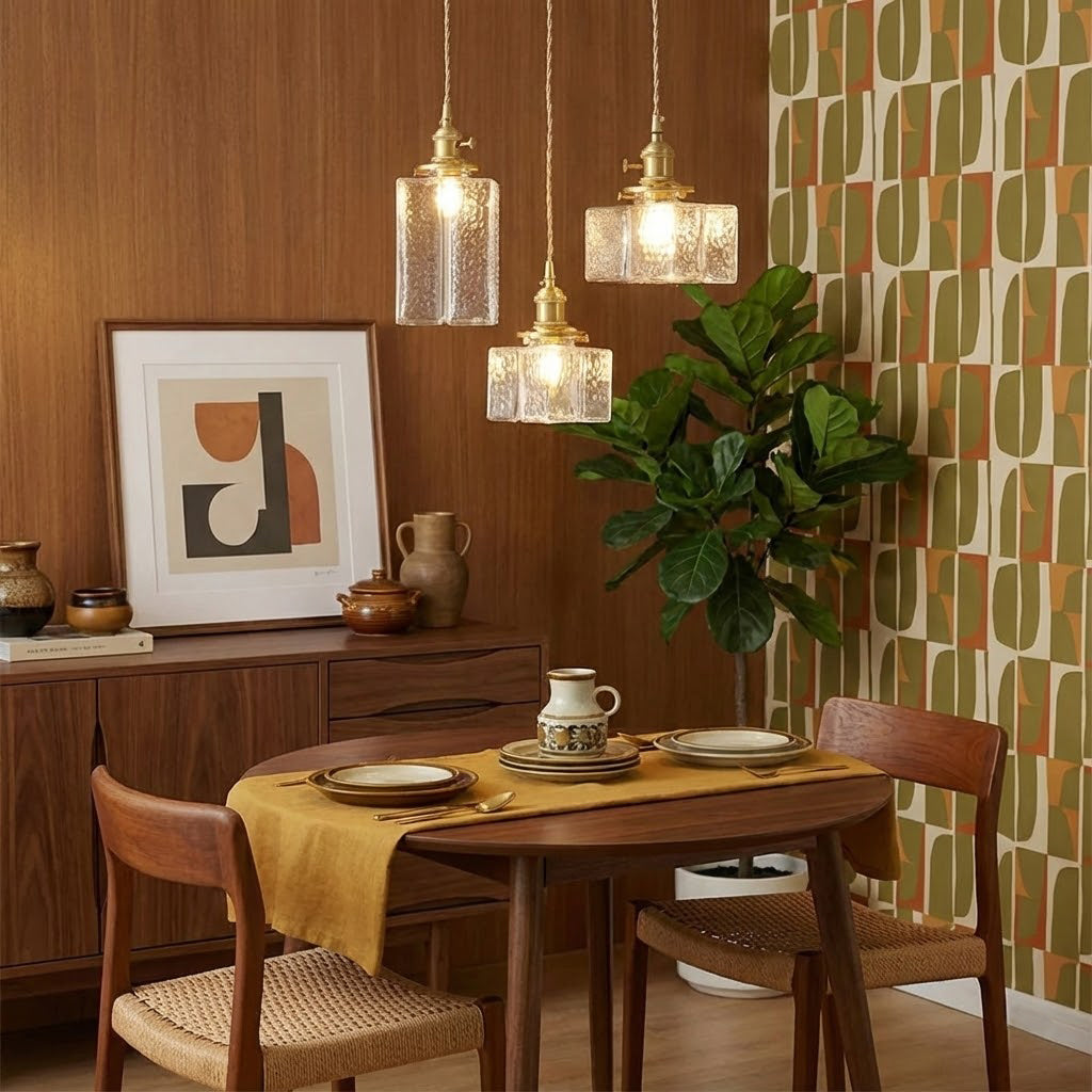 Geometric Glass Brass Pendant Light