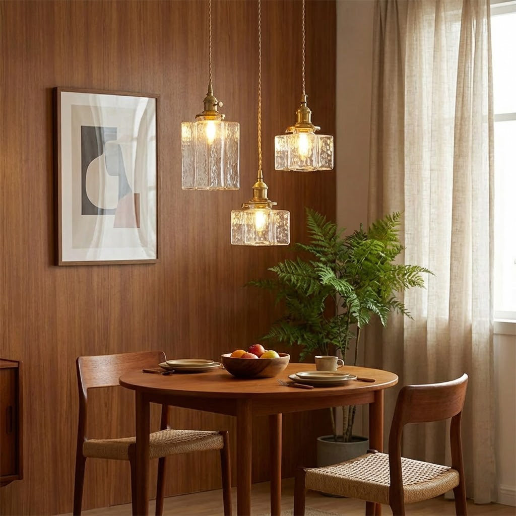 Geometric Glass Brass Pendant Light
