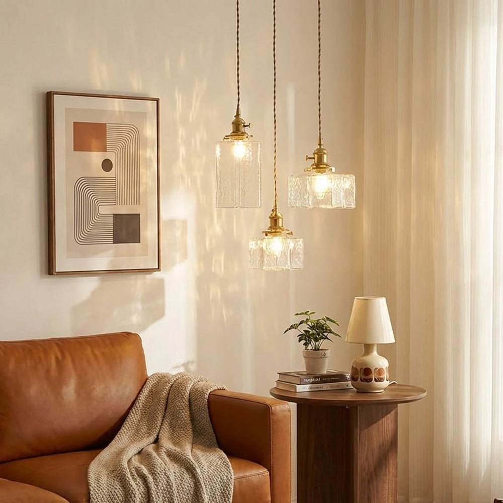 Geometric Glass Brass Pendant Light