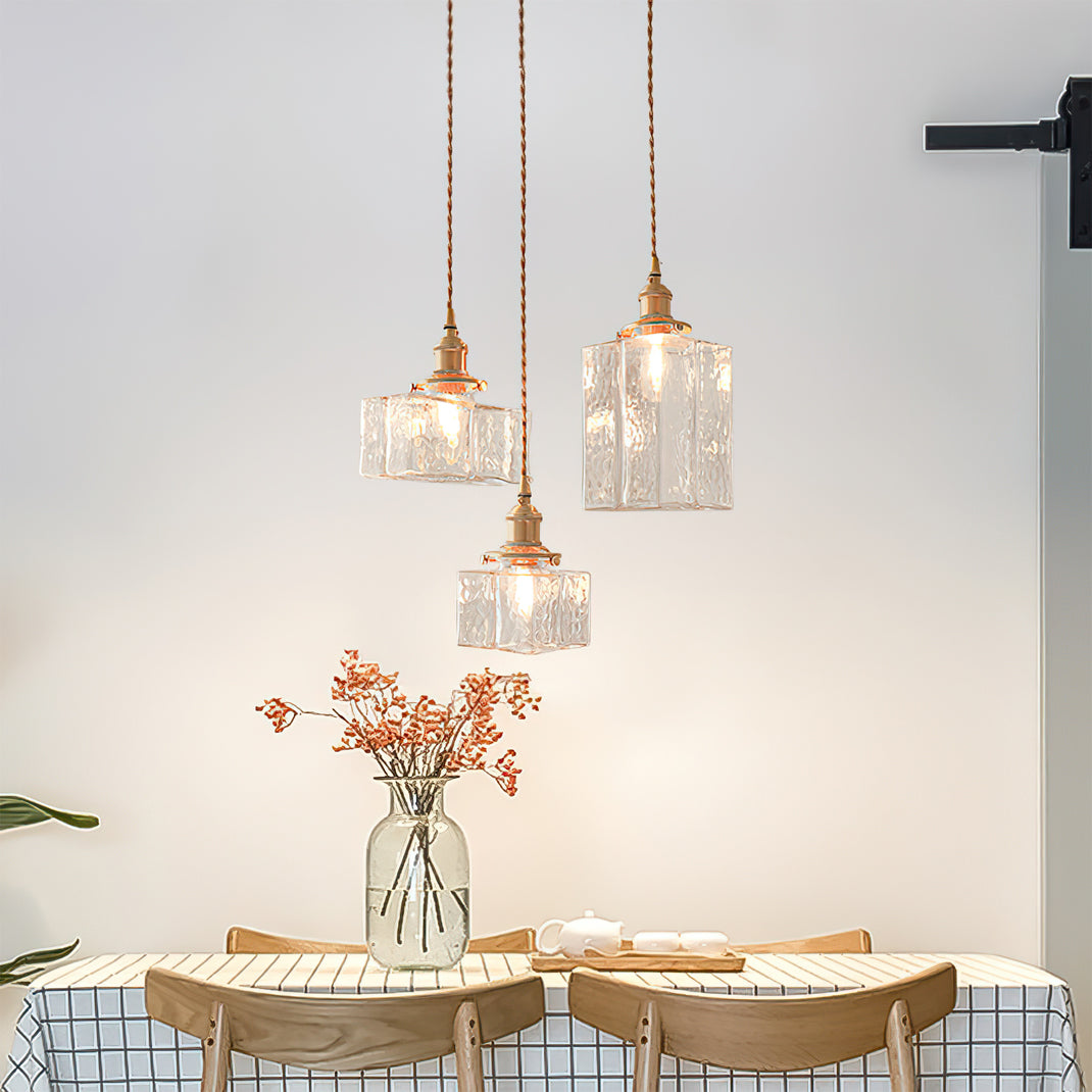 Geometric Glass Brass Pendant Light
