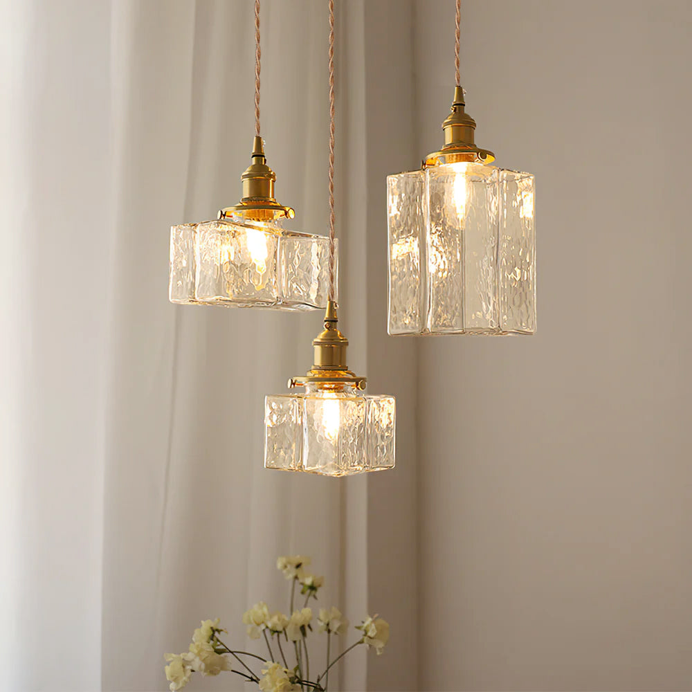 Geometric Glass Brass Pendant Light