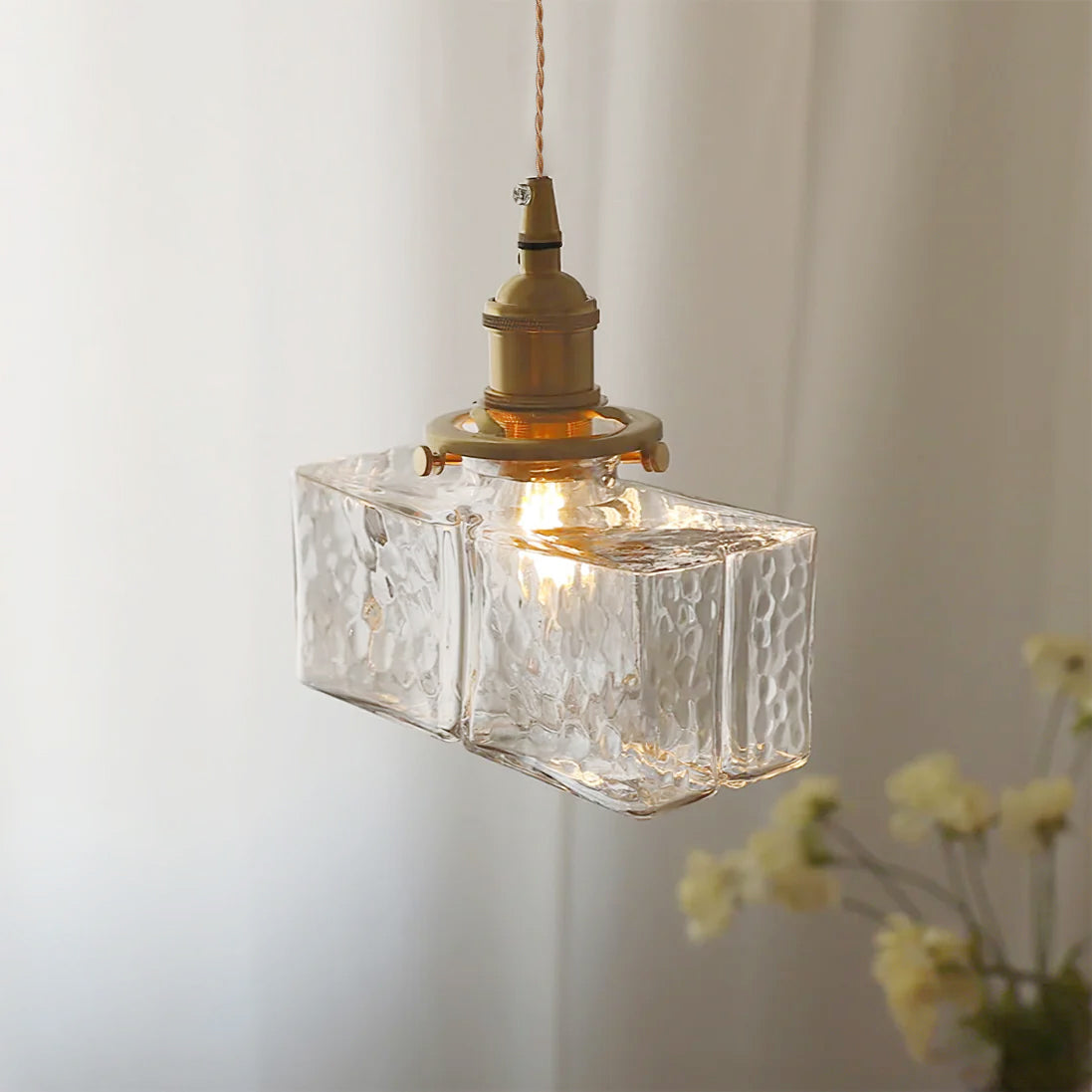 Geometric Glass Brass Pendant Light
