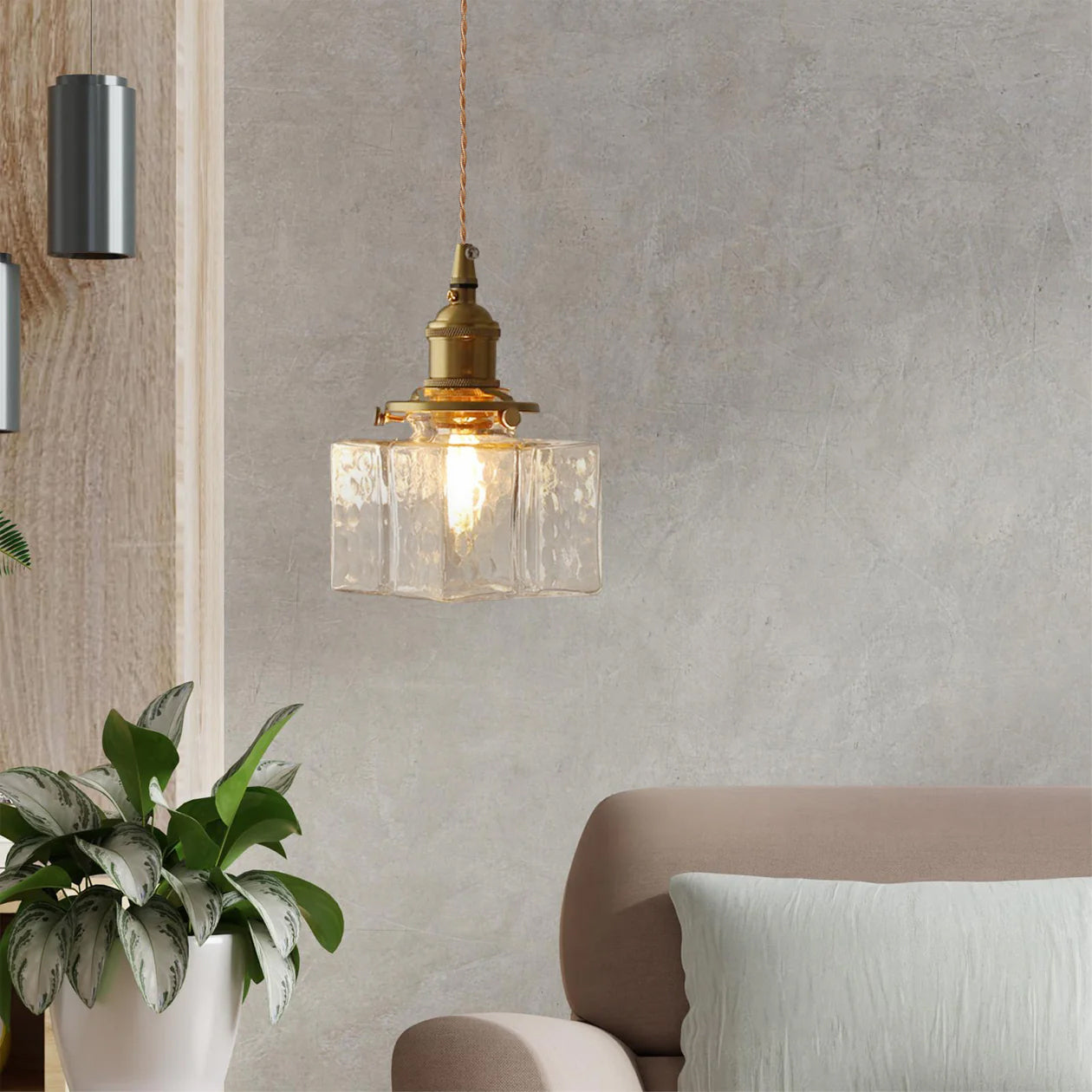 Geometric Glass Brass Pendant Light