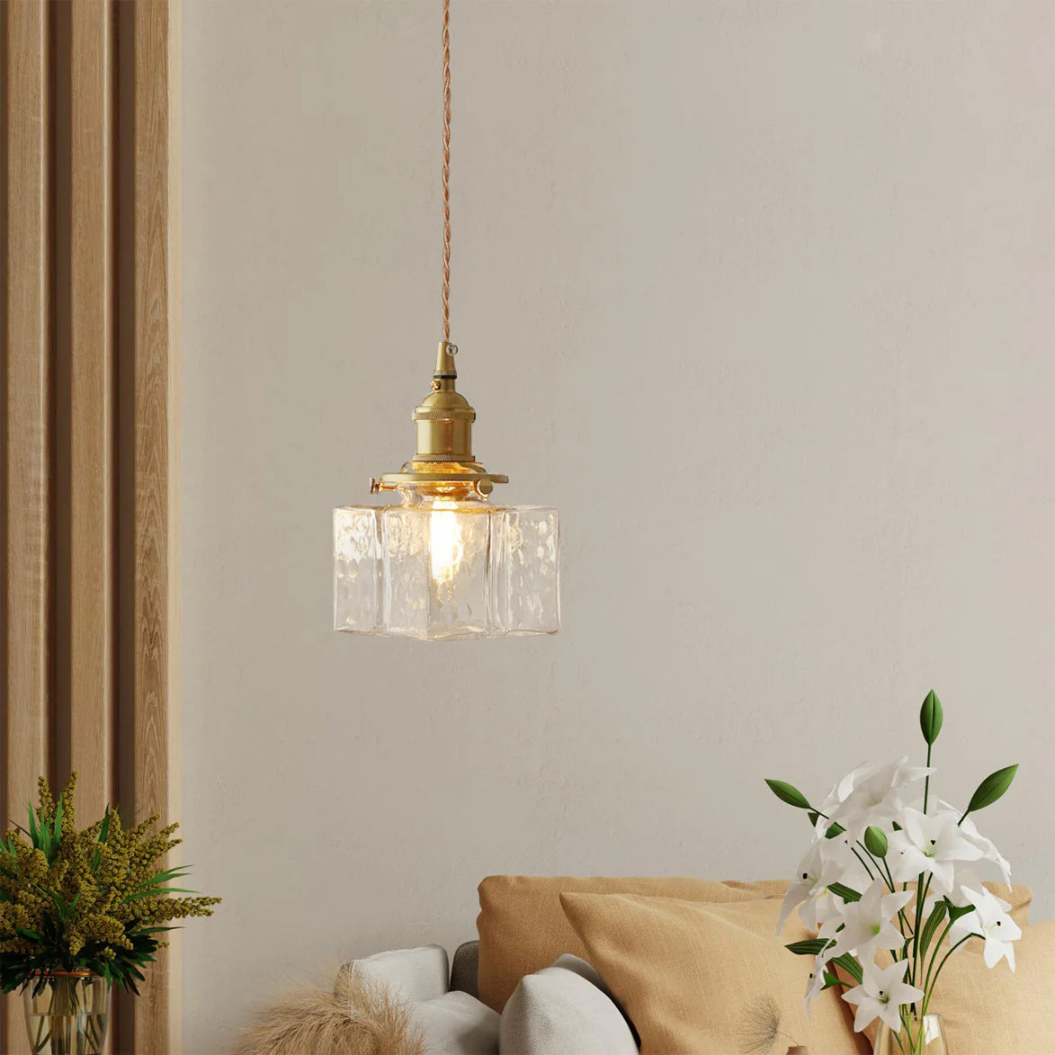 Geometric Glass Brass Pendant Light