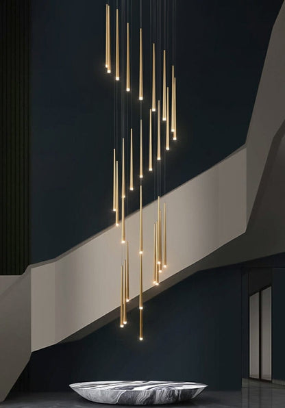 Gold Tube Chandelier
