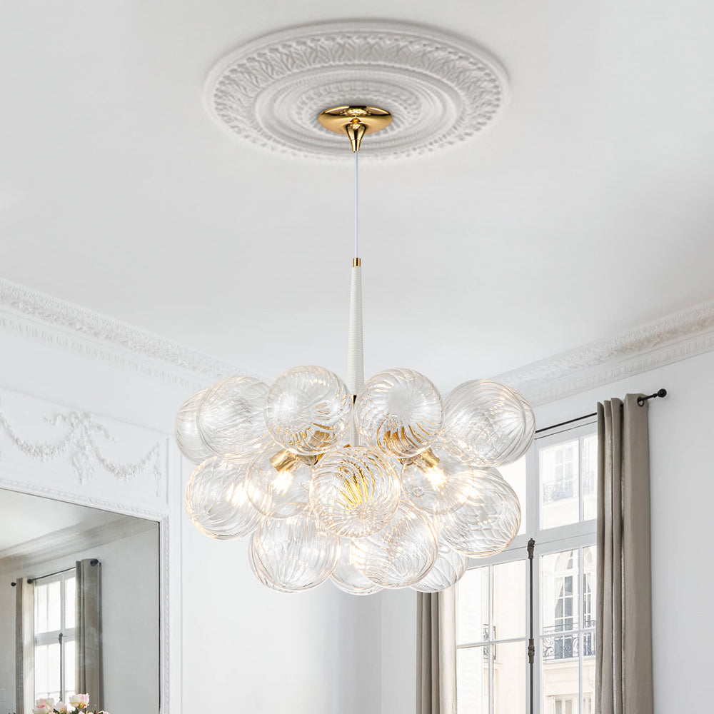 Ribbed Glass Cluster Bubble Chandelier