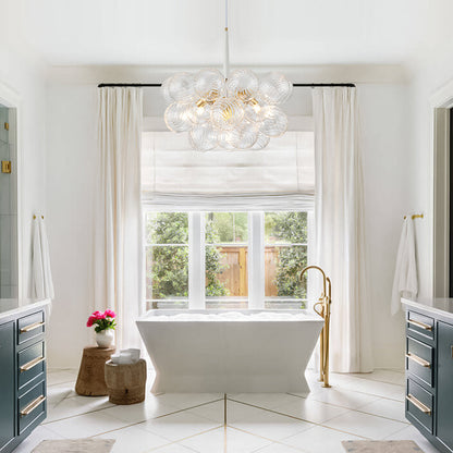 Ribbed Glass Cluster Bubble Chandelier