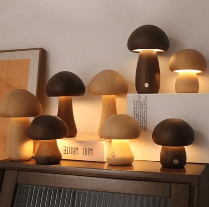 Mini Mushroom Wooden Table Lamp