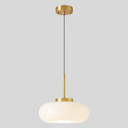 Milora Nordic Milk Glass Pendant Light with Copper Accent