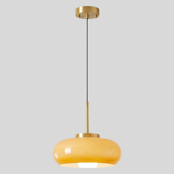 Milora Nordic Milk Glass Pendant Light with Copper Accent