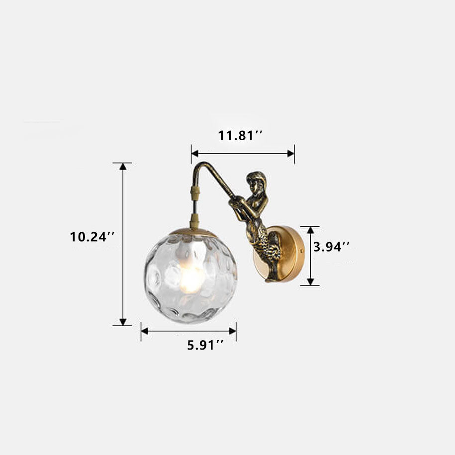 Vintage Mermaid Globe Wall Lamp