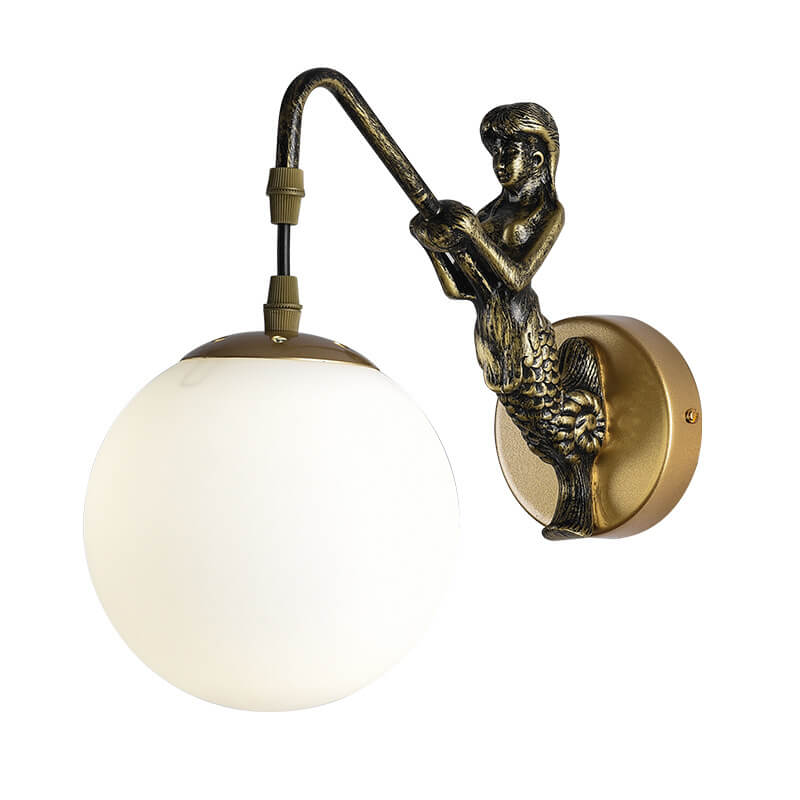 Vintage Mermaid Globe Wall Lamp