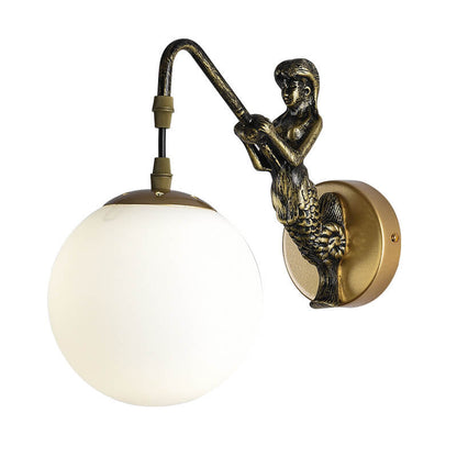 Vintage Mermaid Globe Wall Lamp