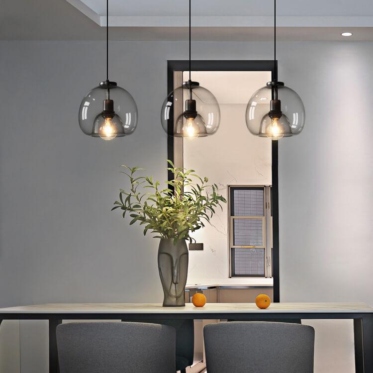 Modern Smoked Glass Globe Pendant Light