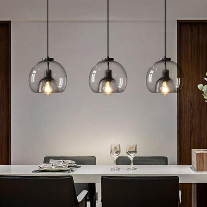 Modern Smoked Glass Globe Pendant Light