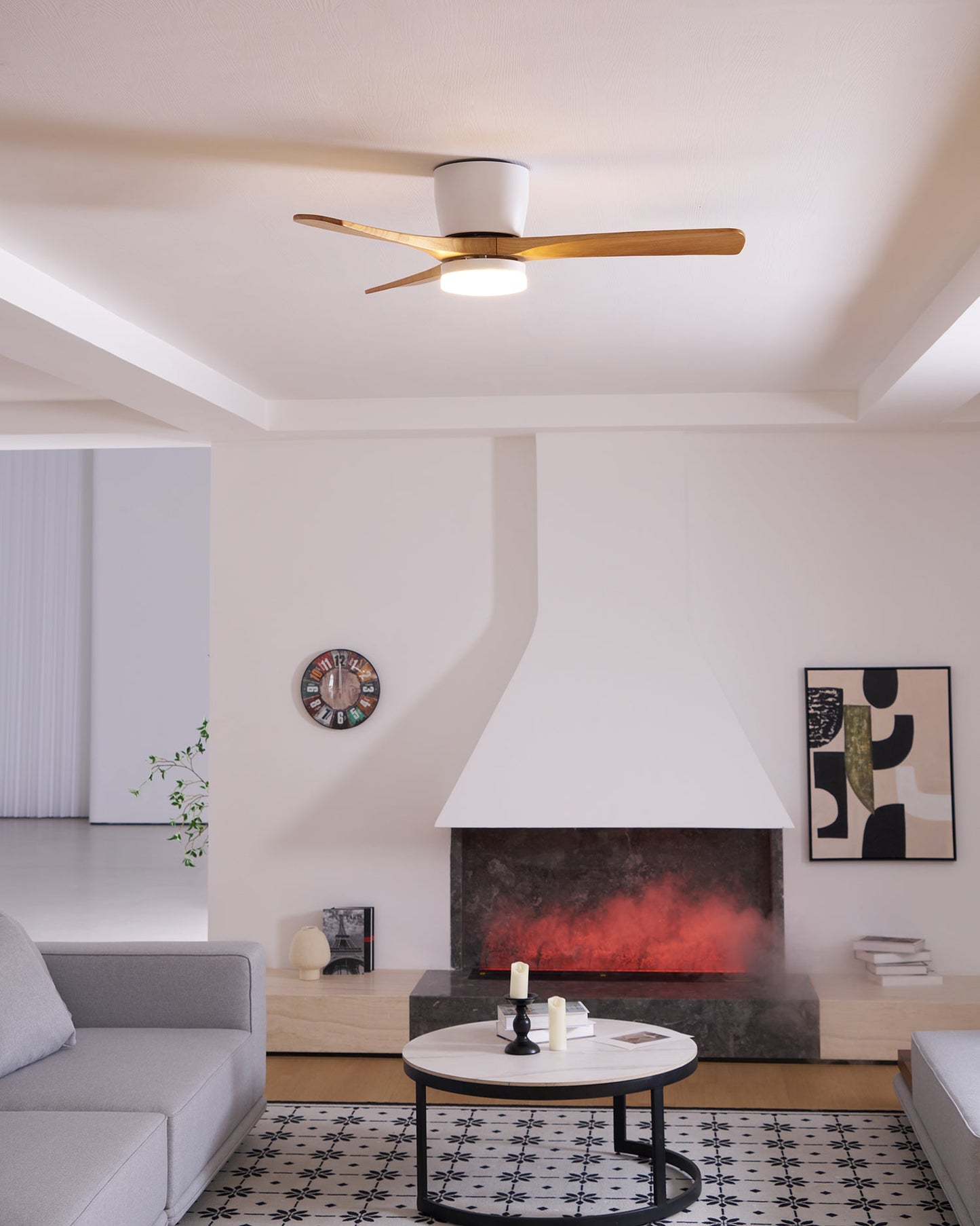 Modern Wooden LED Ceiling Fan Light