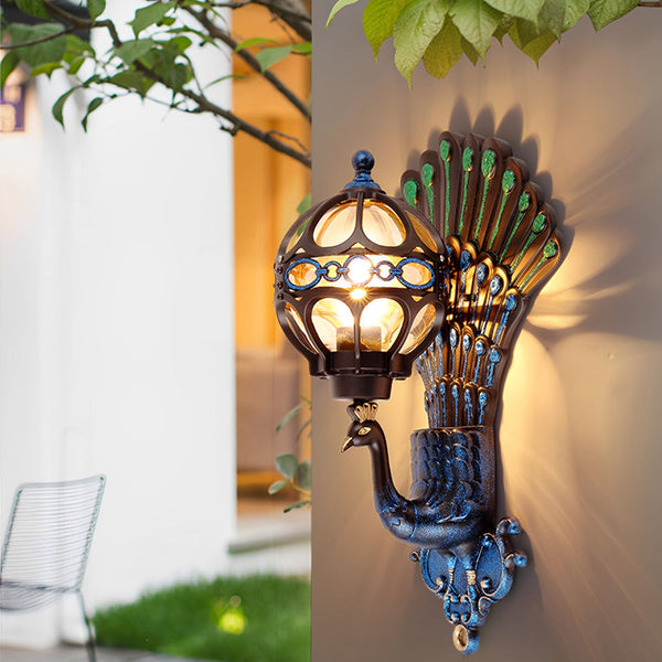 Vintage Peacock Outdoor Wall Light