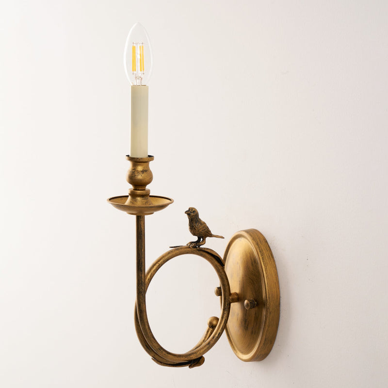 Ornate Brass Candle Wall Sconce