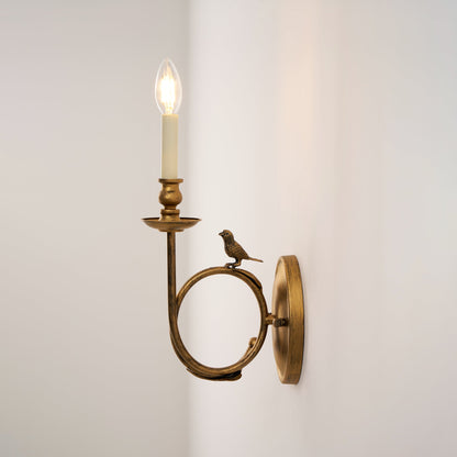 Ornate Brass Candle Wall Sconce