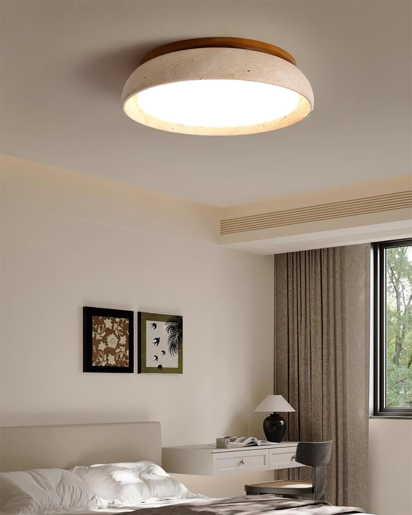 Travertine Stone Flush Ceiling Light