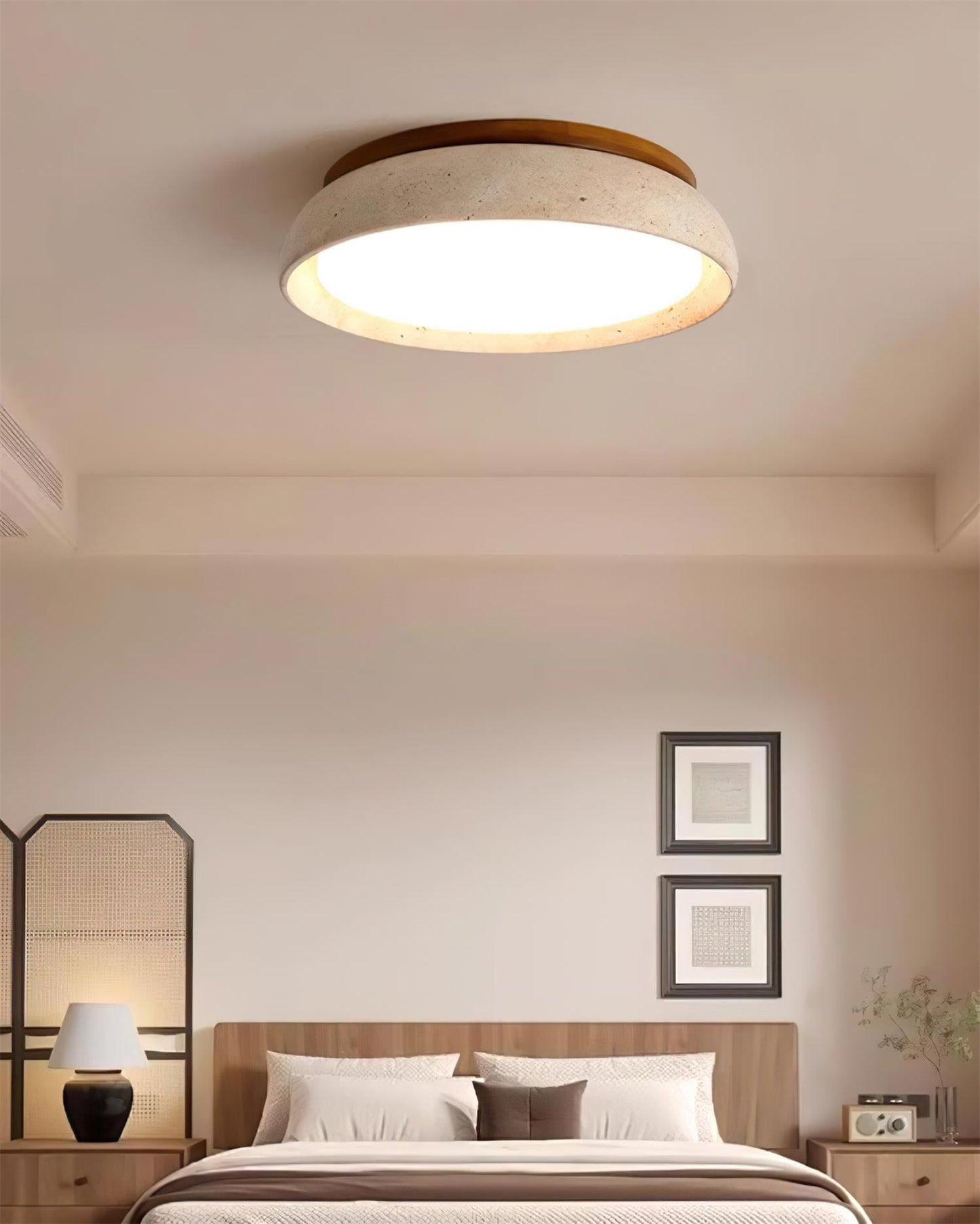 Travertine Stone Flush Ceiling Light